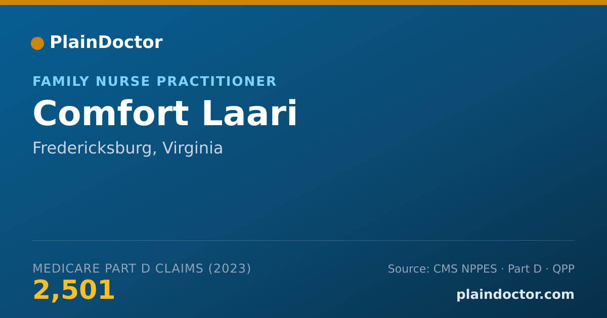Shareable card for Comfort Laari - Family Nurse Practitioner, Fredericksburg, VA