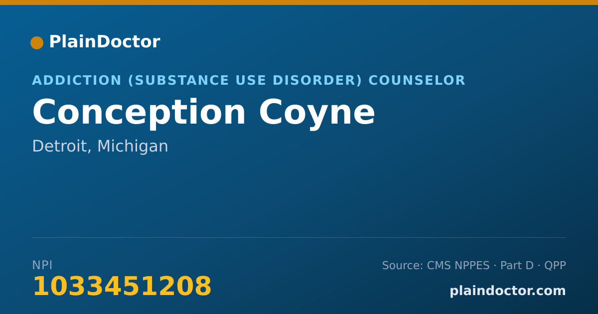Shareable card for Conception Coyne - Addiction (Substance Use Disorder) Counselor, Detroit, MI