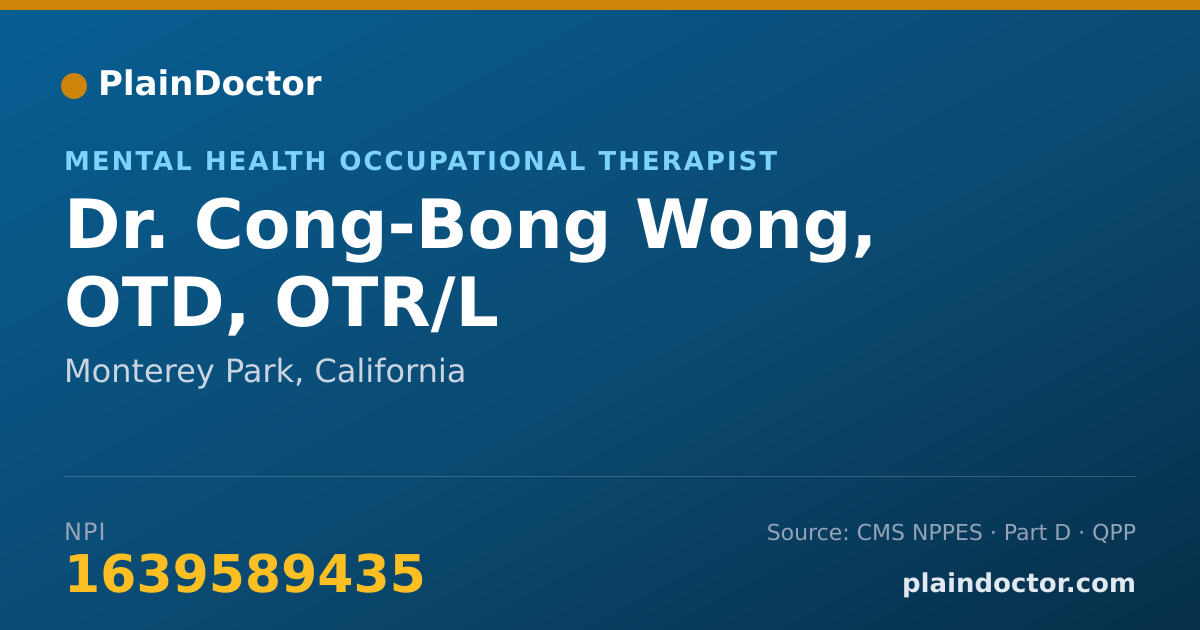Shareable card for Cong-Bong Wong, OTD, OTR/L - Mental Health Occupational Therapist, Monterey Park, CA