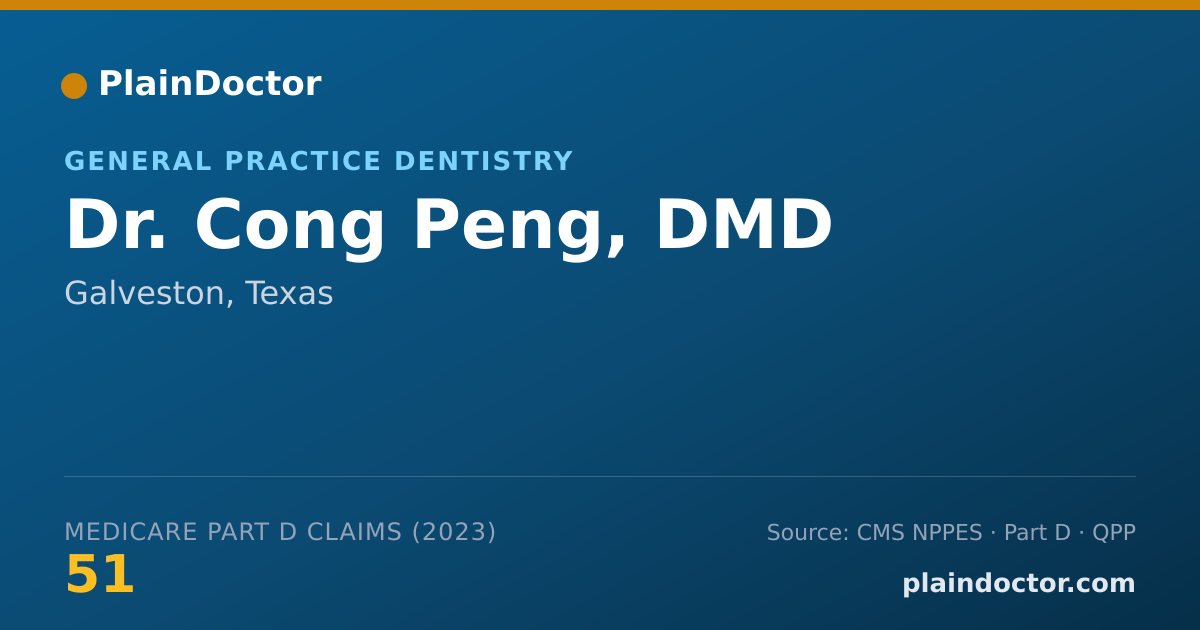 Shareable card for Cong Peng, DMD - General Practice Dentistry, Galveston, TX