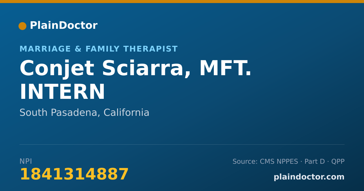 Shareable card for Conjet Sciarra, MFT. INTERN - Marriage & Family Therapist, South Pasadena, CA