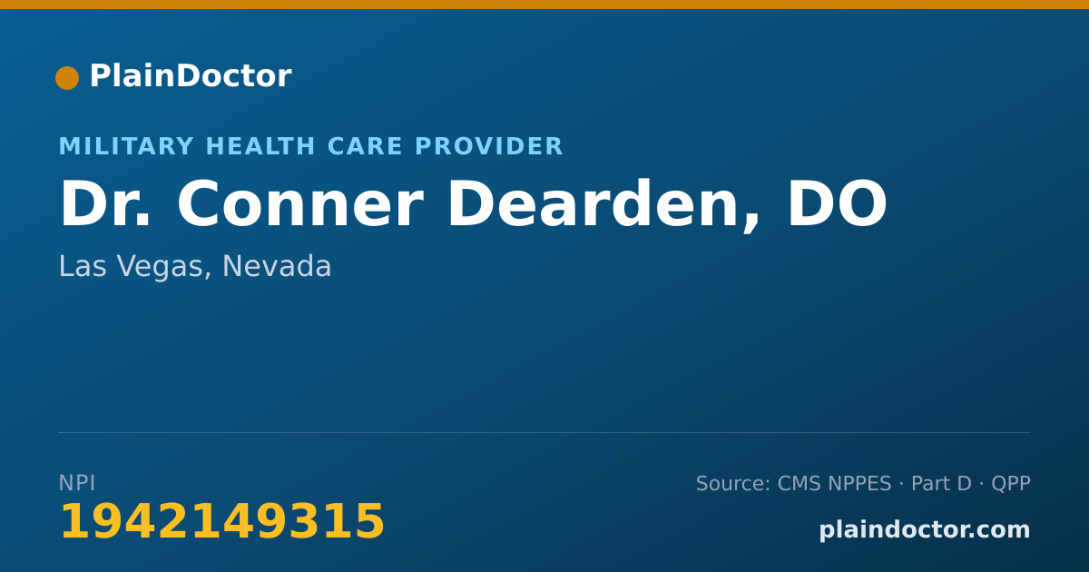 Shareable card for Conner Dearden, DO - Military Health Care Provider, Las Vegas, NV