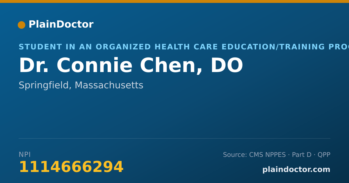 Shareable card for Connie Chen, DO - Student in an Organized Health Care Education/Training Program, Springfield, MA