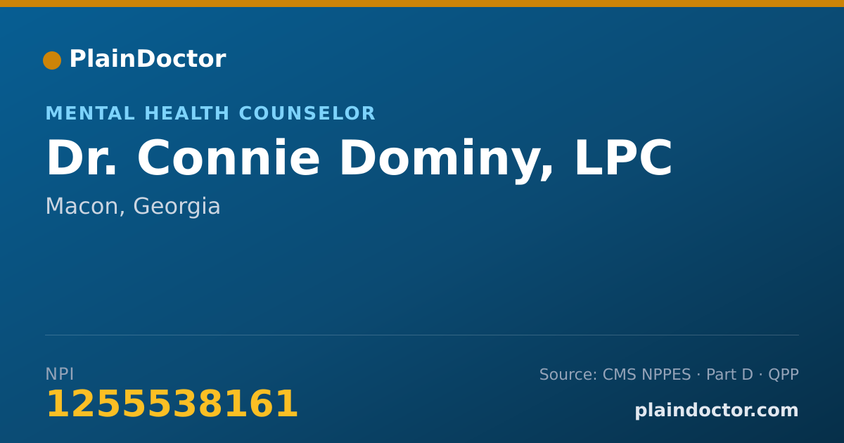 Shareable card for Connie Dominy, LPC - Mental Health Counselor, Macon, GA