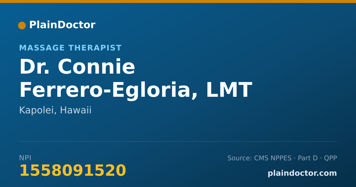 Shareable card for Connie Ferrero-Egloria, LMT - Massage Therapist, Kapolei, HI
