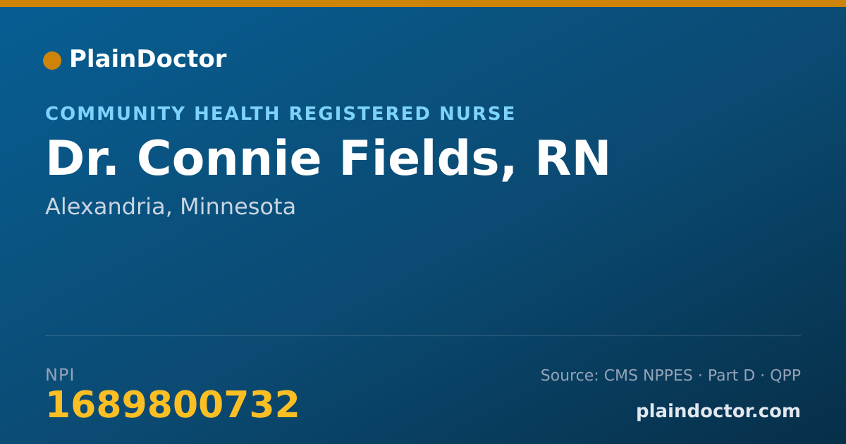 Shareable card for Connie Fields, RN - Community Health Registered Nurse, Alexandria, MN