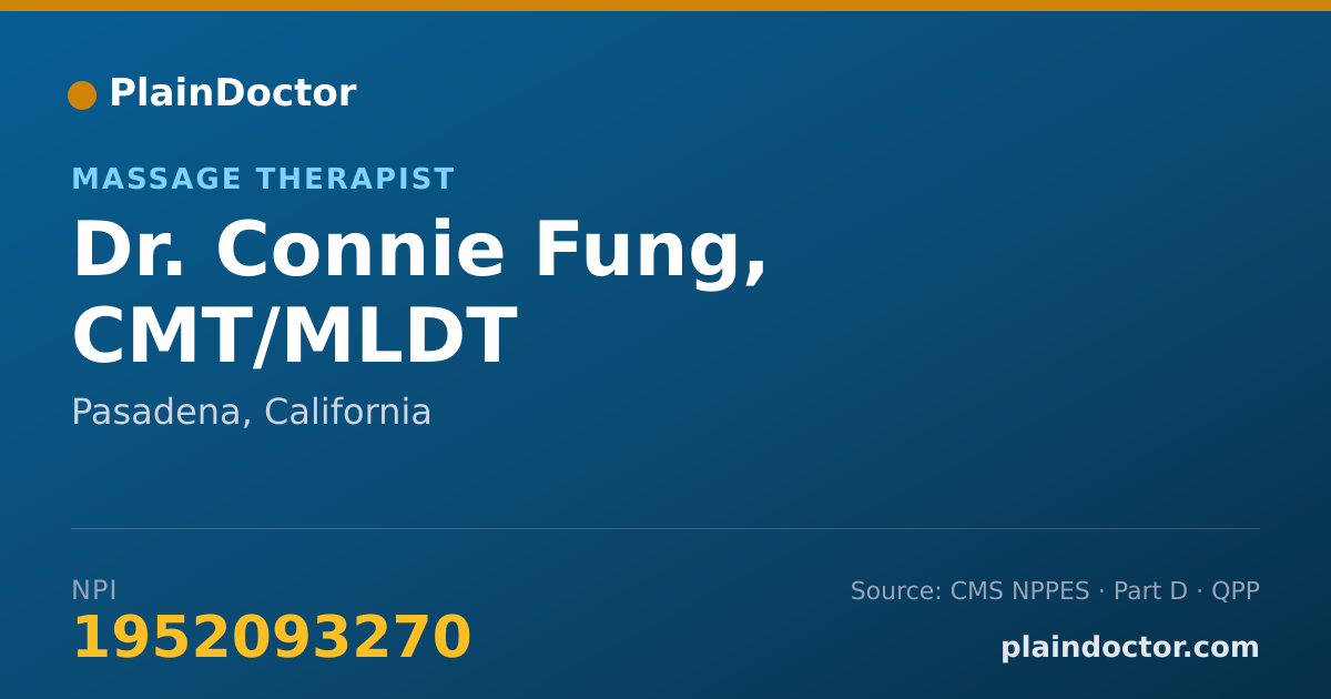 Shareable card for Connie Fung, CMT/MLDT - Massage Therapist, Pasadena, CA