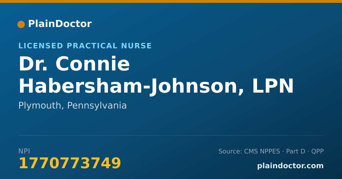 Shareable card for Connie Habersham-Johnson, LPN - Licensed Practical Nurse, Plymouth, PA