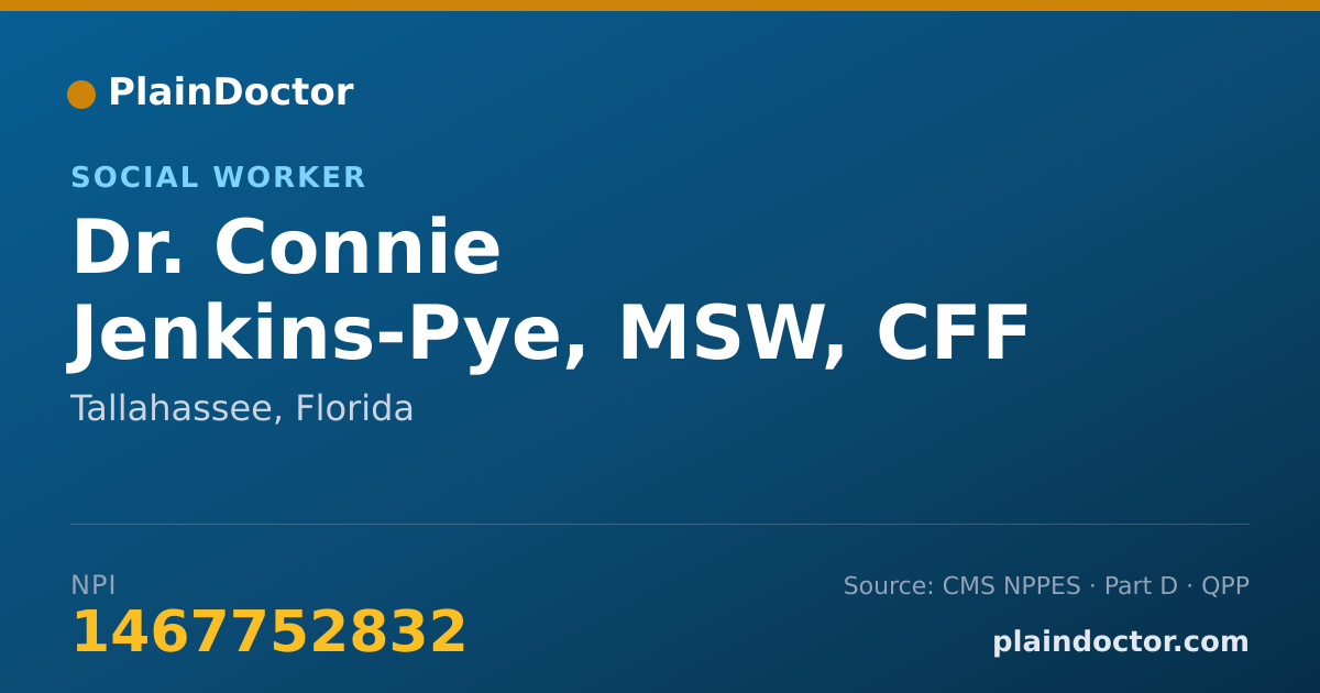 Shareable card for Connie Jenkins-Pye, MSW, CFF - Social Worker, Tallahassee, FL