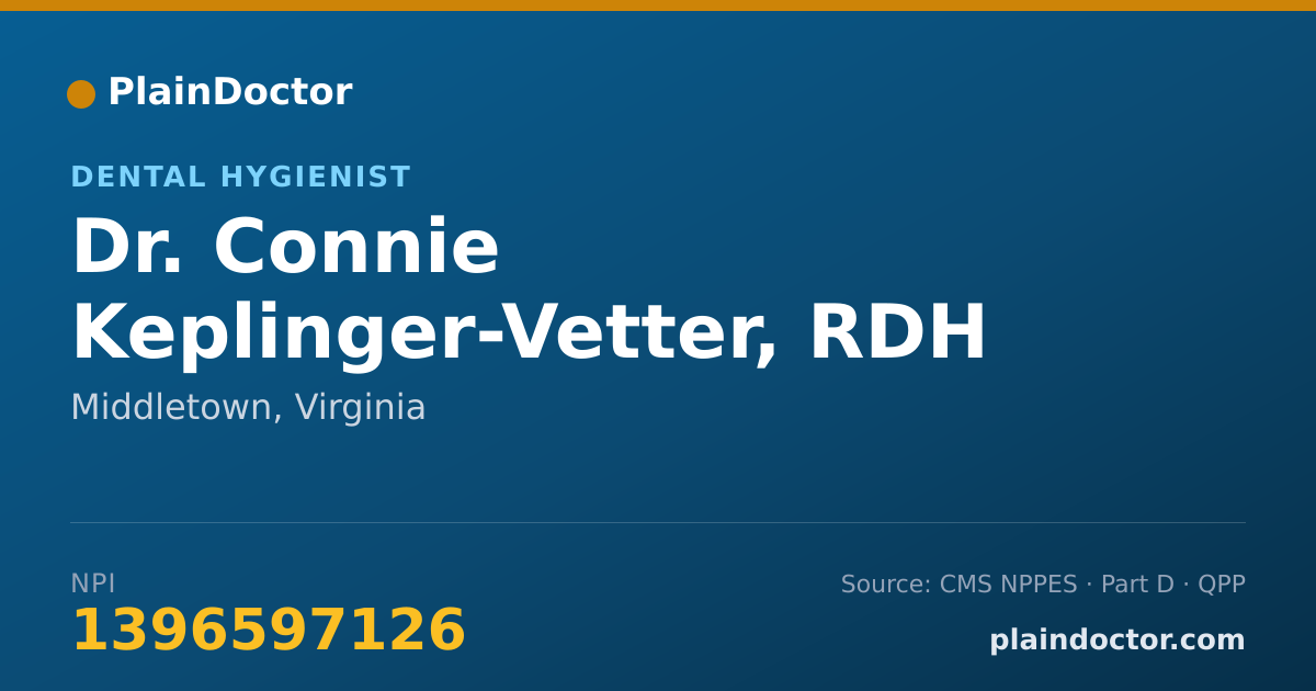 Shareable card for Connie Keplinger-Vetter, RDH - Dental Hygienist, Middletown, VA