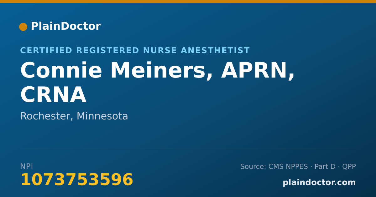 Shareable card for Connie Meiners, APRN, CRNA - Certified Registered Nurse Anesthetist, Rochester, MN