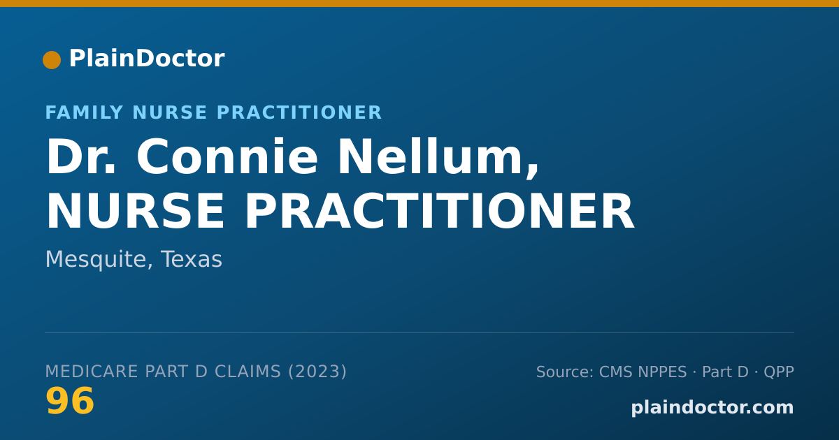 Shareable card for Connie Nellum, NURSE PRACTITIONER - Family Nurse Practitioner, Mesquite, TX