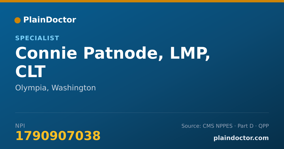Shareable card for Connie Patnode, LMP, CLT - Specialist, Olympia, WA