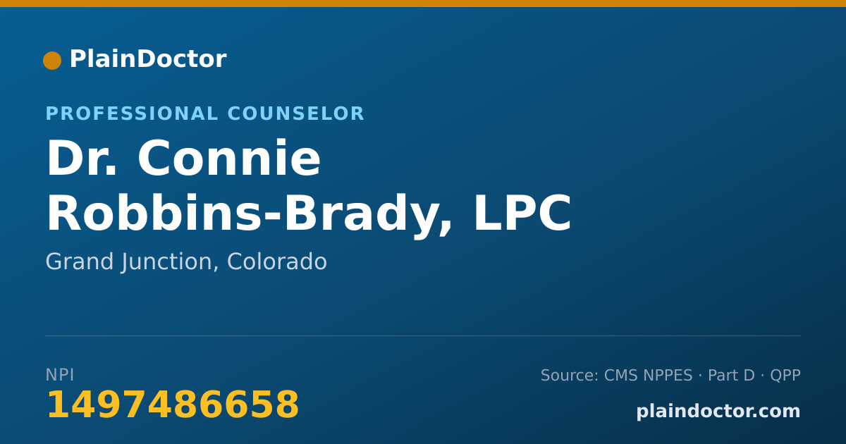 Shareable card for Connie Robbins-Brady, LPC - Professional Counselor, Grand Junction, CO