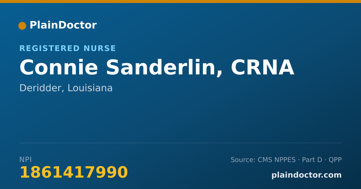 Shareable card for Connie Sanderlin, CRNA - Registered Nurse, Deridder, LA