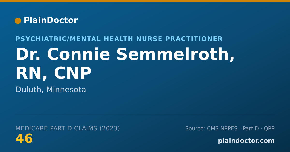 Shareable card for Connie Semmelroth, RN, CNP - Psychiatric/Mental Health Nurse Practitioner, Duluth, MN