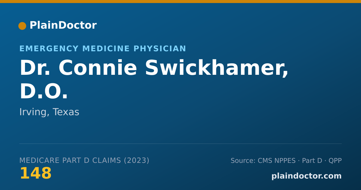 Shareable card for Connie Swickhamer, D.O. - Emergency Medicine Physician, Irving, TX