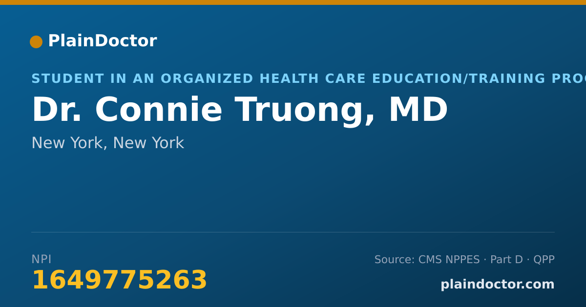 Shareable card for Connie Truong, MD - Student in an Organized Health Care Education/Training Program, New York, NY