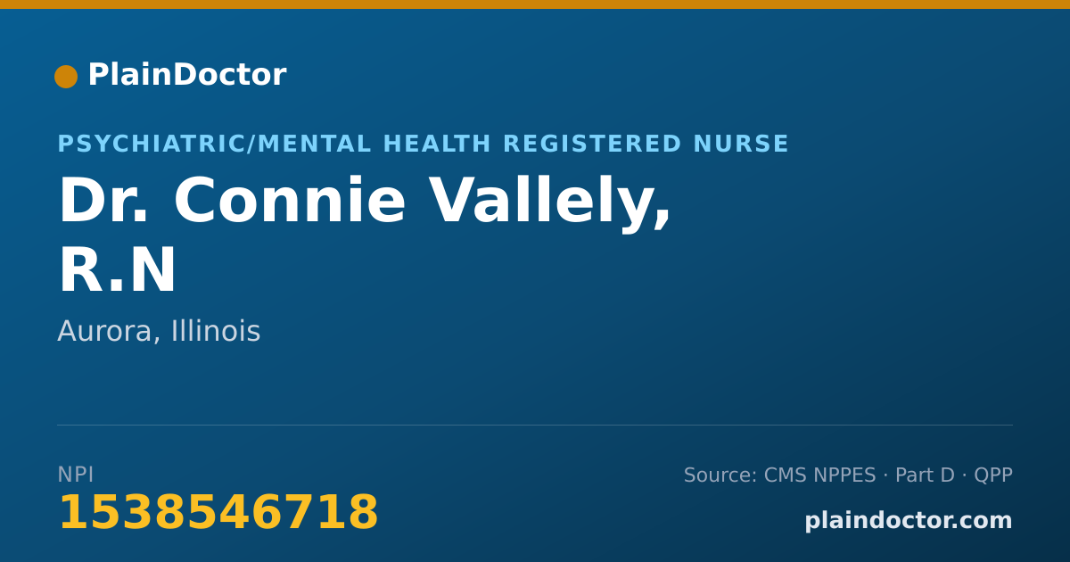 Shareable card for Connie Vallely, R.N - Psychiatric/Mental Health Registered Nurse, Aurora, IL