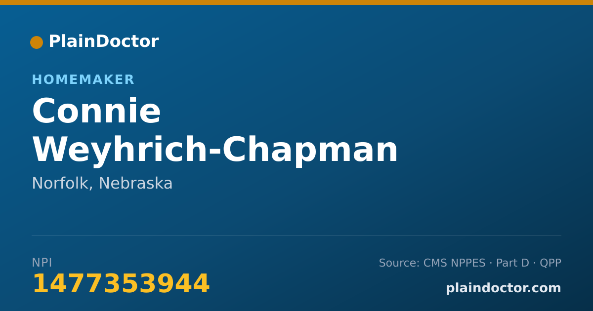 Shareable card for Connie Weyhrich-Chapman - Homemaker, Norfolk, NE