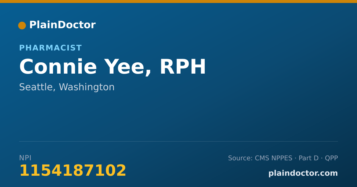 Shareable card for Connie Yee, RPH - Pharmacist, Seattle, WA