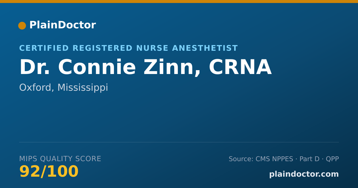 Shareable card for Connie Zinn, CRNA - Certified Registered Nurse Anesthetist, Oxford, MS