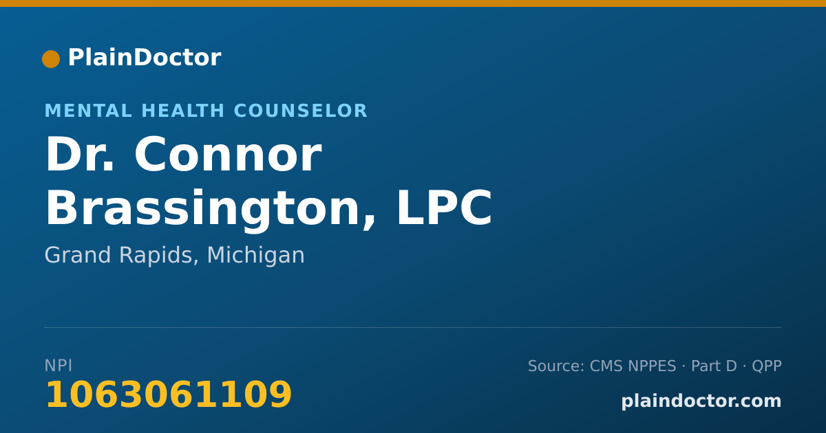 Shareable card for Connor Brassington, LPC - Mental Health Counselor, Grand Rapids, MI