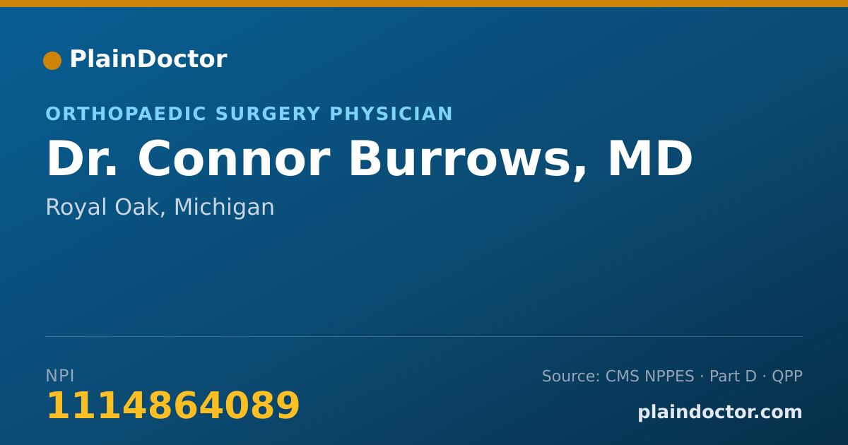 Shareable card for Connor Burrows, MD - Orthopaedic Surgery Physician, Royal Oak, MI