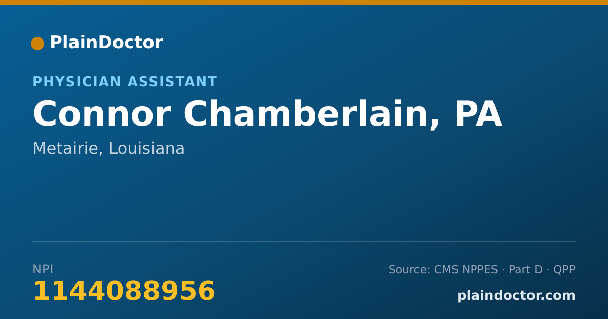 Shareable card for Connor Chamberlain, PA - Physician Assistant, Metairie, LA