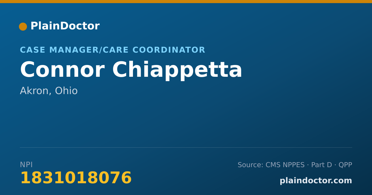 Shareable card for Connor Chiappetta - Case Manager/Care Coordinator, Akron, OH