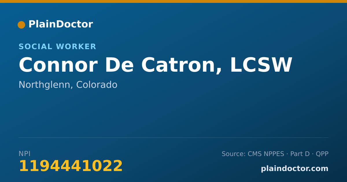Shareable card for Connor De Catron, LCSW - Social Worker, Northglenn, CO