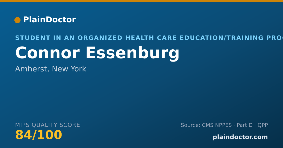 Shareable card for Connor Essenburg - Student in an Organized Health Care Education/Training Program, Amherst, NY