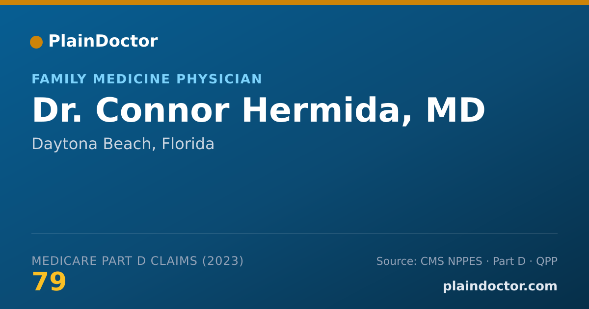 Shareable card for Connor Hermida, MD - Family Medicine Physician, Daytona Beach, FL