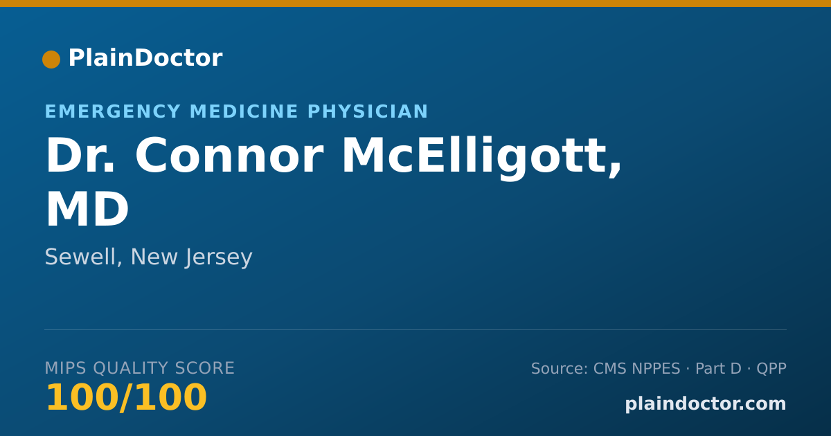 Shareable card for Connor McElligott, MD - Emergency Medicine Physician, Sewell, NJ
