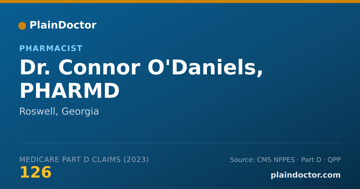 Shareable card for Connor O'Daniels, PHARMD - Pharmacist, Roswell, GA