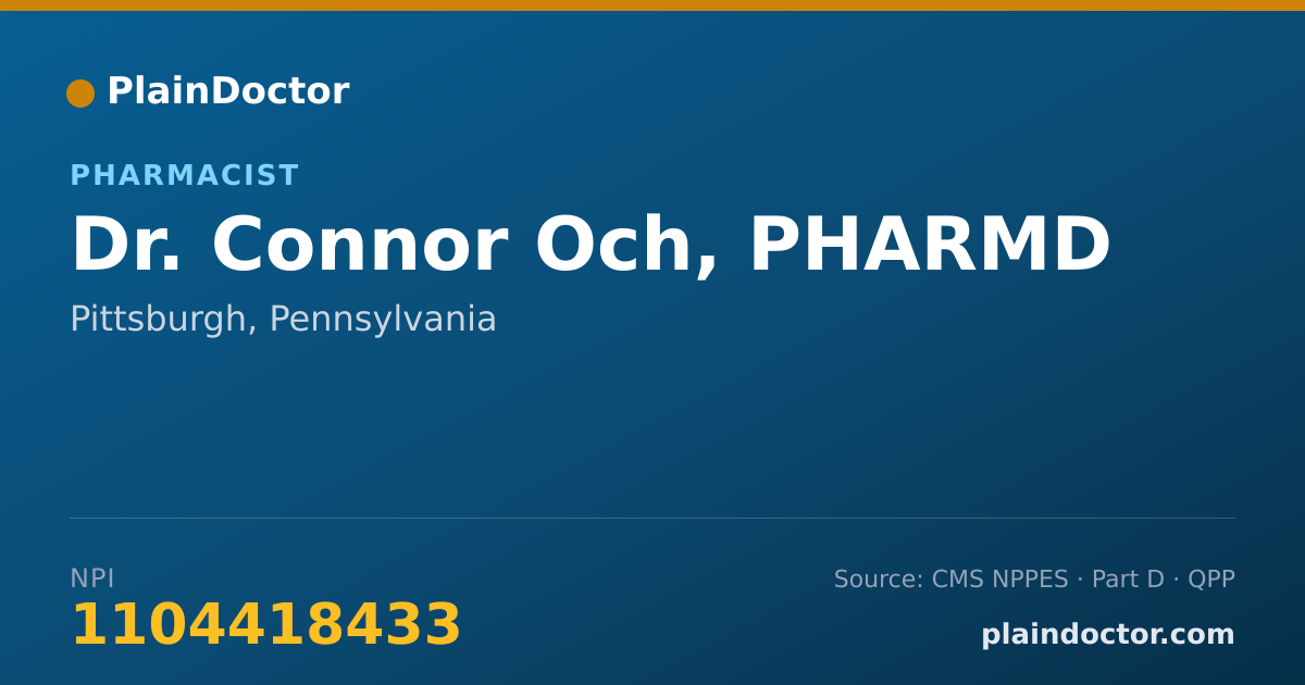 Shareable card for Connor Och, PHARMD - Pharmacist, Pittsburgh, PA