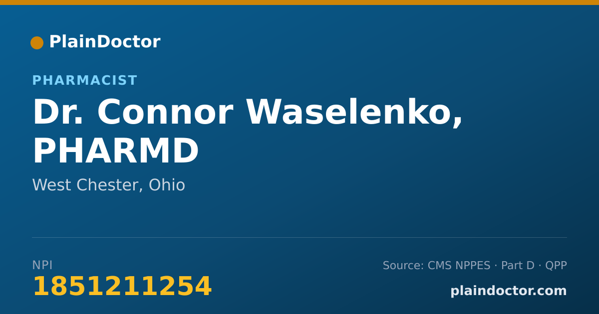 Shareable card for Connor Waselenko, PHARMD - Pharmacist, West Chester, OH