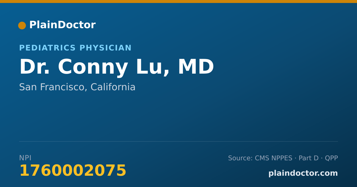 Shareable card for Conny Lu, MD - Pediatrics Physician, San Francisco, CA