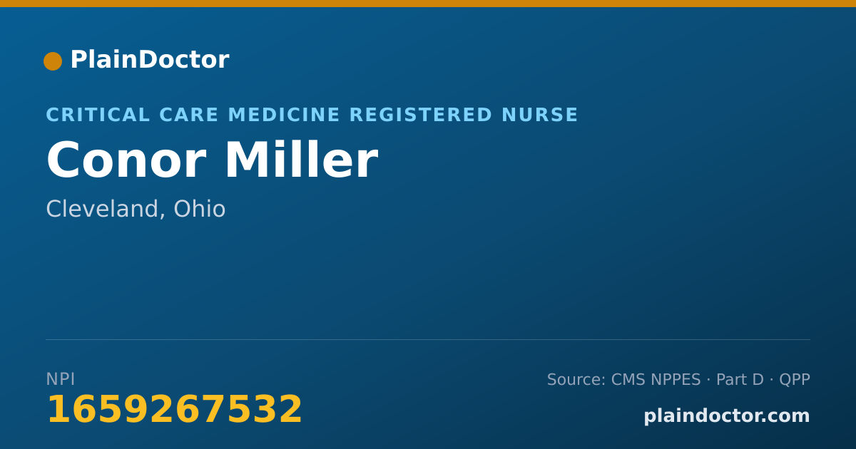 Shareable card for Conor Miller - Critical Care Medicine Registered Nurse, Cleveland, OH