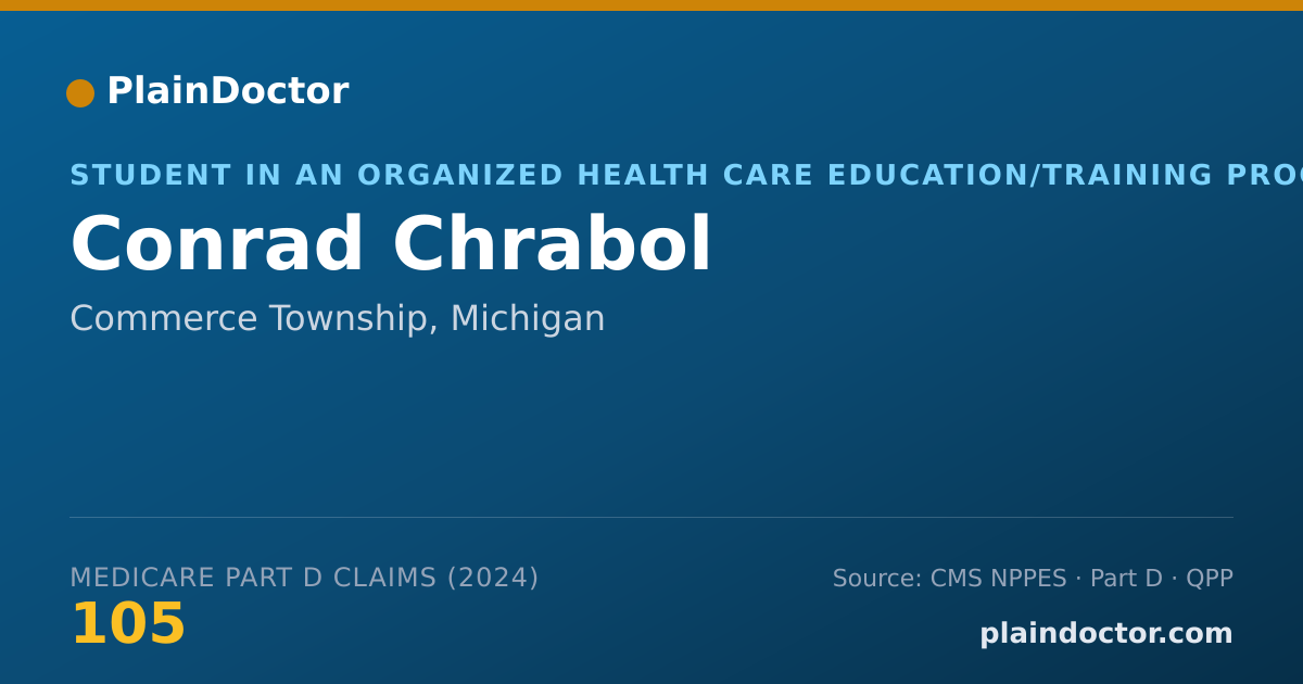 Shareable card for Conrad Chrabol - Student in an Organized Health Care Education/Training Program, Commerce Township, MI