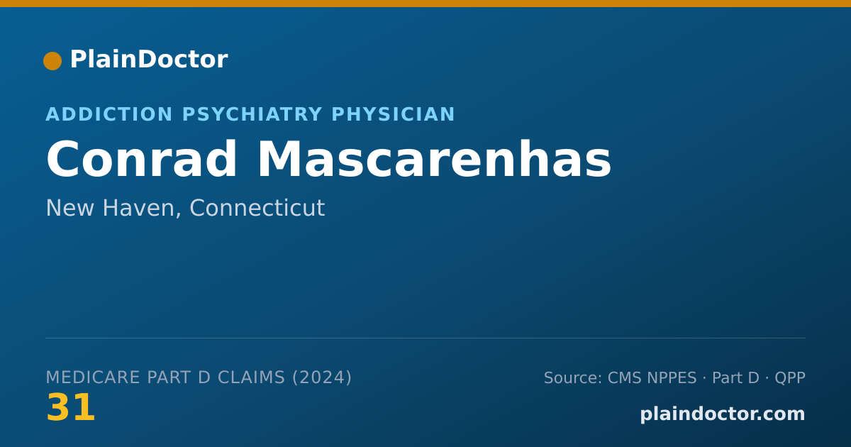 Shareable card for Conrad Mascarenhas - Addiction Psychiatry Physician, New Haven, CT