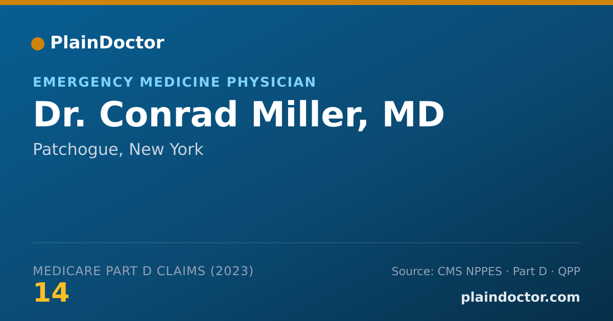 Shareable card for Conrad Miller, MD - Emergency Medicine Physician, Patchogue, NY