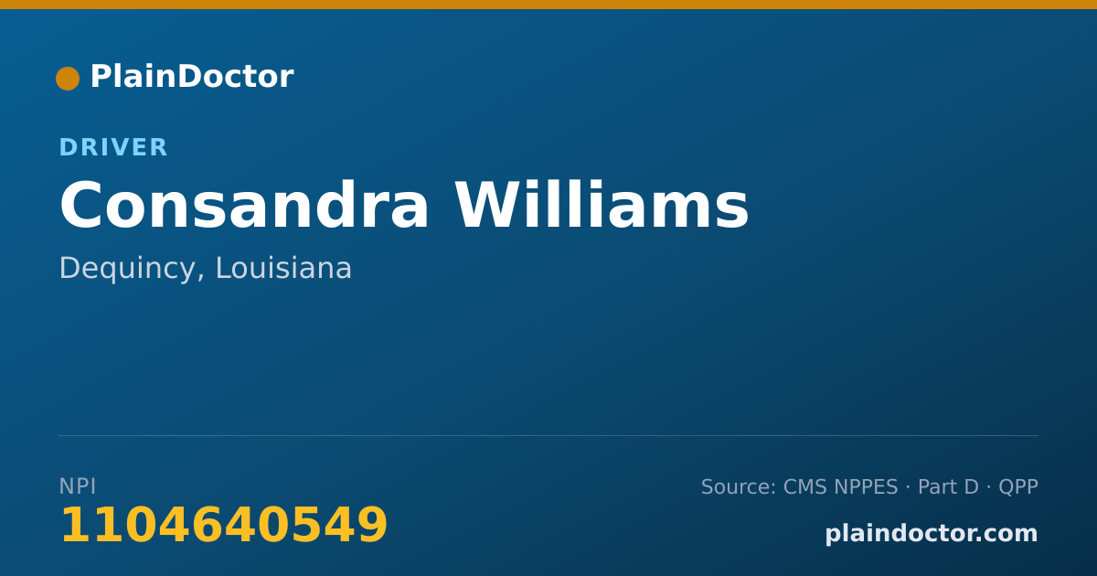 Shareable card for Consandra Williams - Driver, Dequincy, LA