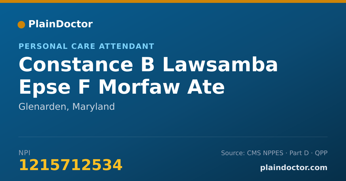Shareable card for Constance B Lawsamba Epse F Morfaw Ate - Personal Care Attendant, Glenarden, MD