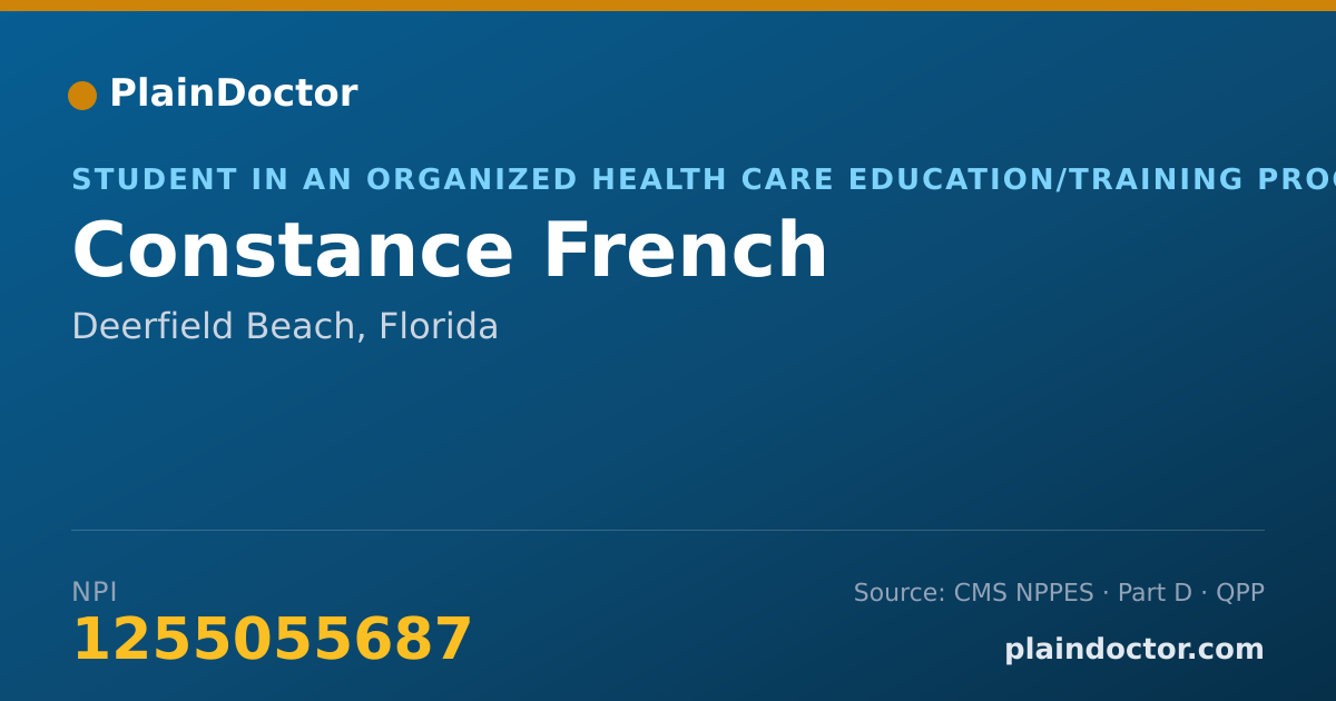 Shareable card for Constance French - Student in an Organized Health Care Education/Training Program, Deerfield Beach, FL