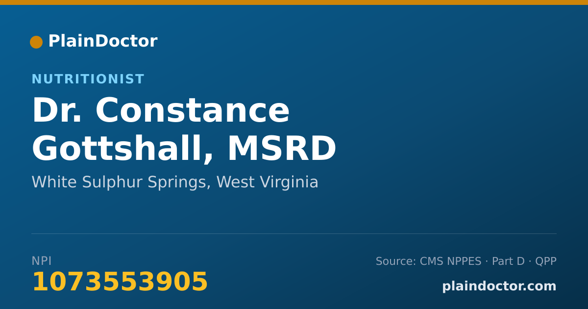 Shareable card for Constance Gottshall, MSRD - Nutritionist, White Sulphur Springs, WV