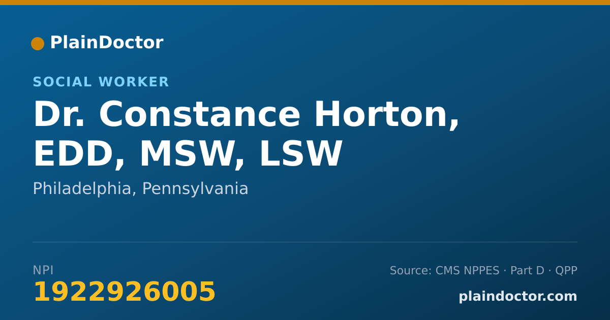 Shareable card for Constance Horton, EDD, MSW, LSW - Social Worker, Philadelphia, PA