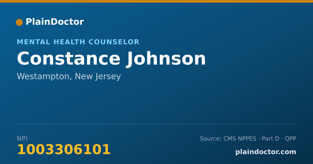 Shareable card for Constance Johnson - Mental Health Counselor, Westampton, NJ