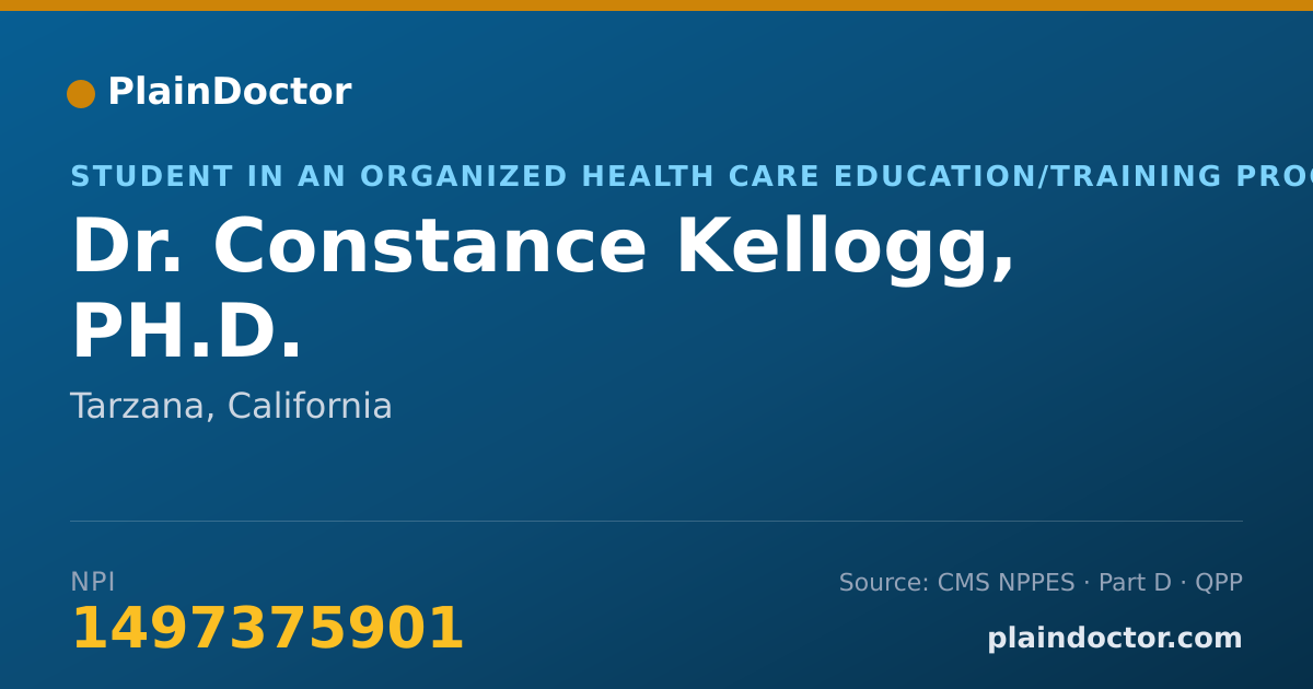 Shareable card for Constance Kellogg, PH.D. - Student in an Organized Health Care Education/Training Program, Tarzana, CA