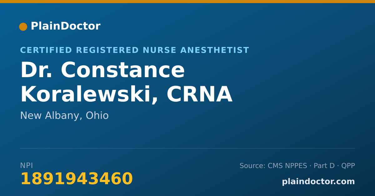 Shareable card for Constance Koralewski, CRNA - Certified Registered Nurse Anesthetist, New Albany, OH
